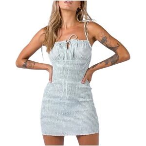 Princess Polly Korina Mini Dress in Gingham Green White Size US 4